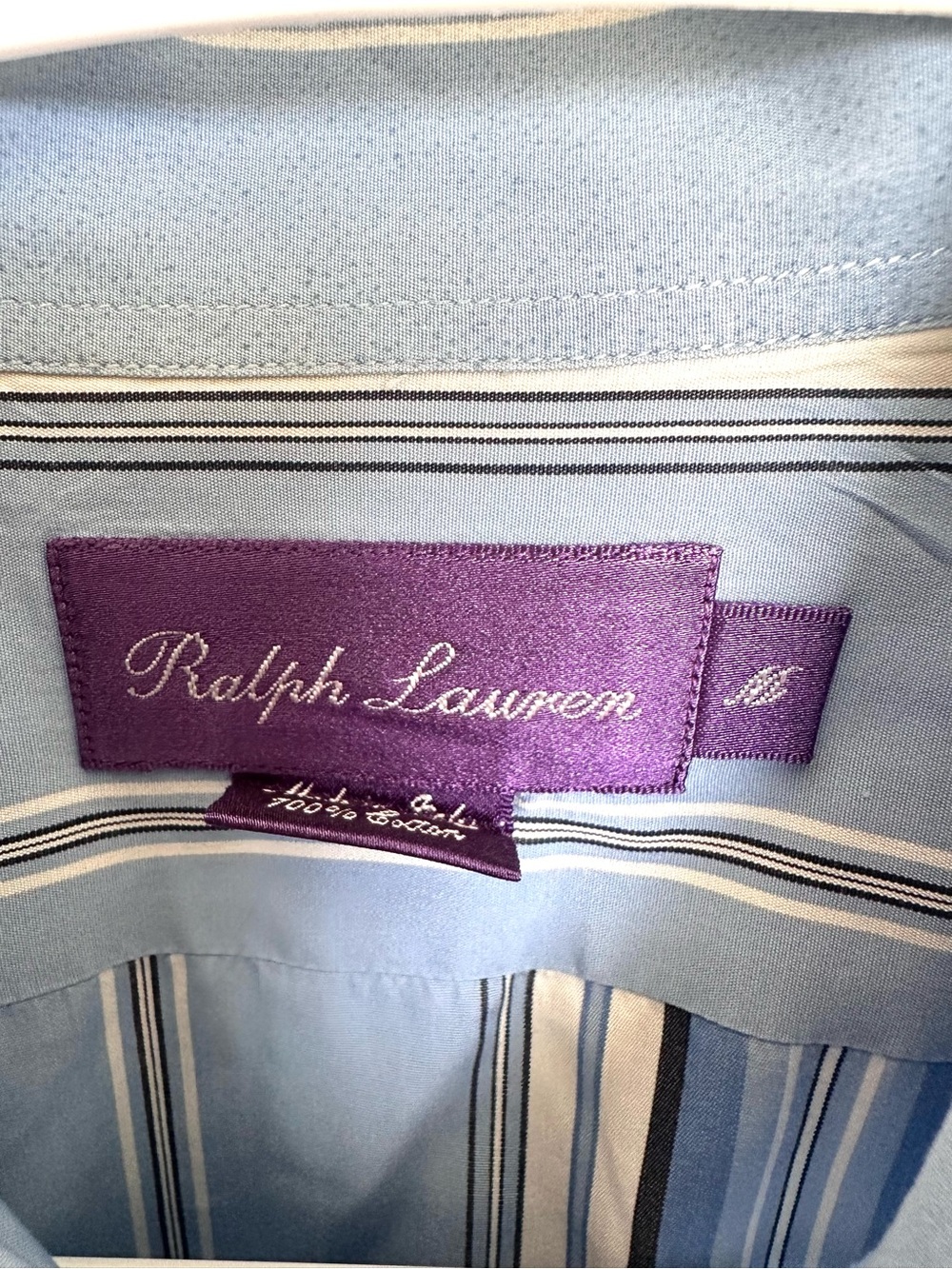 RALPH LAUREN Purple Label Men's Striped Button‎ Down cotton Shirt Size Medium - Picture 7 of 17
